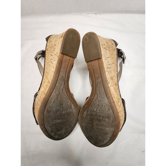 Franco Sarto SUPRA Women's Bronze Faux Leather Snakeskin Wedge Platform Sandals - Picture 8 of 8